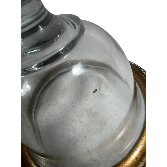 Vintage Glass Footed Candy Bowl Gold Encrusted Rim Paint Scroll Crystal Compote - Picture 8 of 11